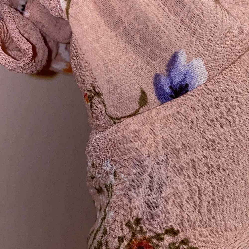 Kontrol Large Peach Floral Print Off Shoulder Blouse - Picture 7 of 11